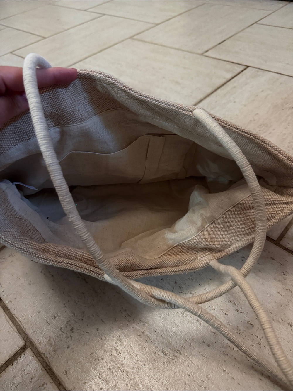 Beaded Strawberry Tote Bag - Beige - Picture 2 of 3
